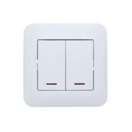 Выключатель 2-кл. 1п СП ASTI 10А IP20 с подсветкой в сборе бел. LEZARD 7081-0202-112