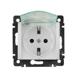 Розетка 1-м СП Valena 16А IP44 2P+E с заземл. защ. шторки с крышкой немецк. стандарт механизм бел. L