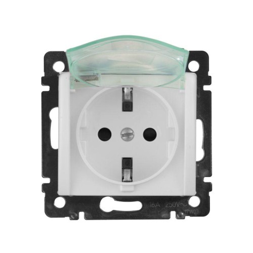 Розетка 1-м СП Valena 16А IP44 2P+E с заземл. защ. шторки с крышкой немецк. стандарт механизм бел. L