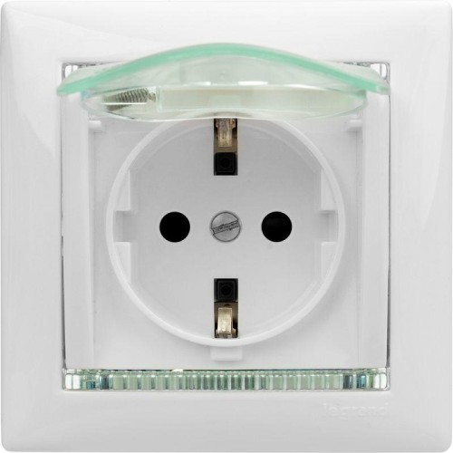 Розетка 1-м СП Valena 16А IP44 2P+E с заземл. защ. шторки с крышкой немецк. стандарт механизм бел. L