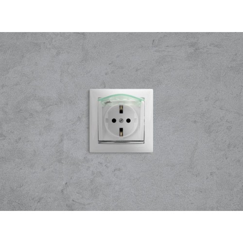 Розетка 1-м СП Valena 16А IP44 2P+E с заземл. защ. шторки с крышкой немецк. стандарт механизм бел. L