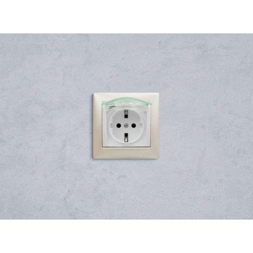 Розетка 1-м СП Valena 16А IP44 2P+E с заземл. защ. шторки с крышкой немецк. стандарт механизм бел. L