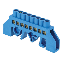 Шина нулевая N 8х12 10 отвер. латунь син. нейлоновый корпус комбинированный PROxima EKF sn0-125-10-d