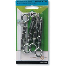 Дюбель для пустот. конструкций метал. 5х16 с винтом-кольцом М5х58 (уп.4шт) блист. EKT 36144