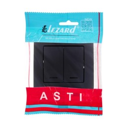 Выключатель 2-кл. 1п СП ASTI 10А IP20 с подсветкой в сборе черн. бархат LEZARD 7081-4242-112