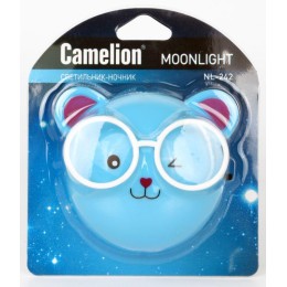 Светильник светодиодный NL-242 "Медведи очкарики" 220В ночник с выкл. син. Camelion 13817
