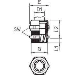 Ввод кабельный V-TEC VM25 EMV-K M25 dкаб. 11-16 dмонтаж. отв. 25 IP68 никелир. OBO 2086173