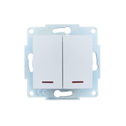 Выключатель 2-кл. 1п СП ASTI 10А IP20 с подсветкой механизм бел. LEZARD 7081-0288-112