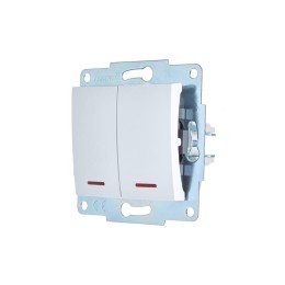 Выключатель 2-кл. 1п СП ASTI 10А IP20 с подсветкой механизм бел. LEZARD 7081-0288-112