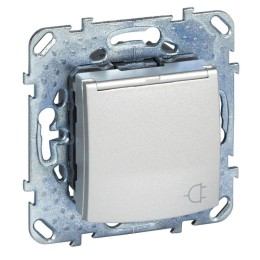 Розетка 1-м СП Unica Top 16А IP40 250В с заземл. защ. шторки с крышкой механизм алюм. SchE MGU5.037.
