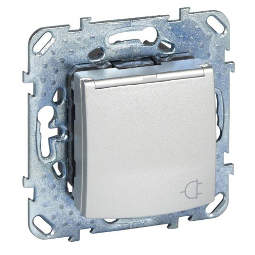 Розетка 1-м СП Unica Top 16А IP40 250В с заземл. защ. шторки с крышкой механизм алюм. SchE MGU5.037.