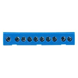 Шина нулевая N 6х9 10 отверстий синий изолированный корпус на DIN-рейку латунь PROxima EKF sn0-63-10