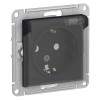 Розетка 1-м СП AtlasDesign Aqua 16А IP44 с заземл. защ. шторки с прозр. крышкой механизм карбон SE A