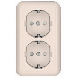 Розетка 2-м ОП Прима 16А IP20 250В с заземл. защ. шторки сл. кость SchE RA16-757-S