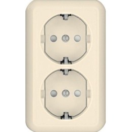 Розетка 2-м ОП Прима 16А IP20 250В с заземл. защ. шторки сл. кость SchE RA16-757-S