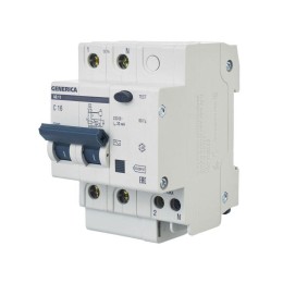 Выключатель автоматический дифференциального тока 2п 16А 30мА АД12 GENERICA MAD15-2-016-C-030