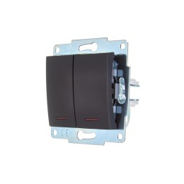 Выключатель 2-кл. 1п СП ASTI 10А IP20 с подсветкой механизм черн. бархат LEZARD 7081-4288-112