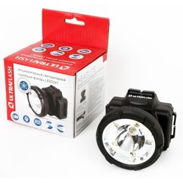 Фонарь аккумуляторный налобный LED5367 LED + 5SMD 1.2Вт 2 режима 220В пластик. черн. (бокс) Ultrafla
