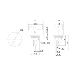 Выключатель клавишный 12В 30А (3с) ON-OFF черн. ОВАЛ LED подсветка зел. (RWB-523 ASW-20D) Rexant 36-