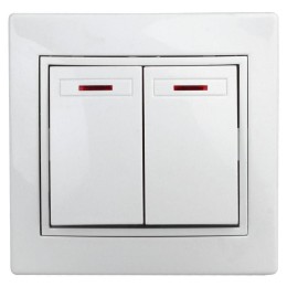 Выключатель 2-кл. СП Plano 10А IP20 1-105-01 250В с подсветкой бел. Intro Б0053773