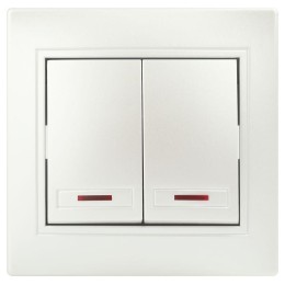 Выключатель 2-кл. СП Plano 10А IP20 1-105-06 250В с подсветкой перламутр Intro Б0053782