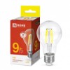 Лампа светодиодная LED-A60-deco 9Вт грушевидная прозрачная 3000К тепл. бел. E27 1040лм 230В IN HOME