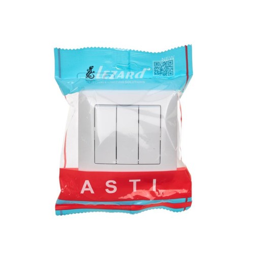 Выключатель 3-кл. 1п СП ASTI 10А IP20 в сборе бел. LEZARD 7081-0202-109