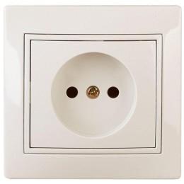 Розетка 1-м СП Plano 1-201-02 16А IP20 250В 2P сл. кость Intro Б0053861