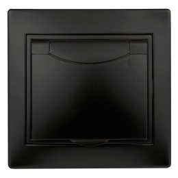 Розетка 1-м СП 2мод. Plano 1-203-05 16А IP20 250В 2P+E Schuko защ. крышка антрацит Intro Б0053896
