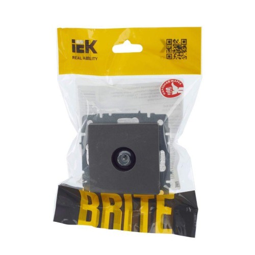 Розетка телевизионная проходная TV СП Brite РТВ10-0-БрС механизм сталь IEK BR-A10-P-K46