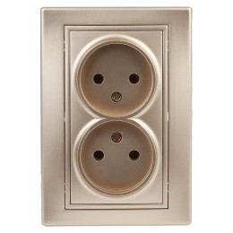 Розетка 2-м СП Plano 1-204-04 16А IP20 250В 2х2P шампань Intro Б0053909