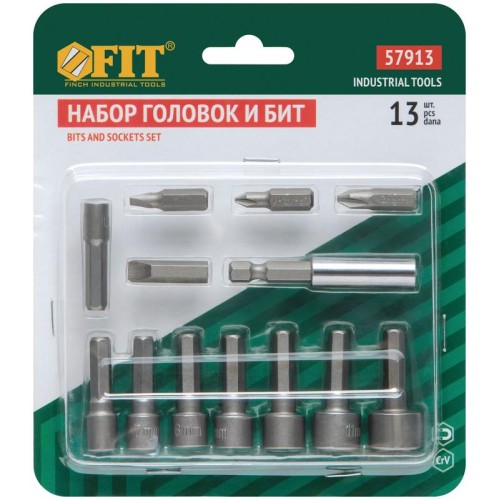 Набор бит и головок 13шт FIT 57913