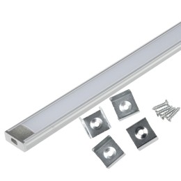 Профиль накладной UFE-K02 SILVER/FROZEN 200 POLYBAG матов. алюм. рассеив. 200см в компл. 2 заглушки