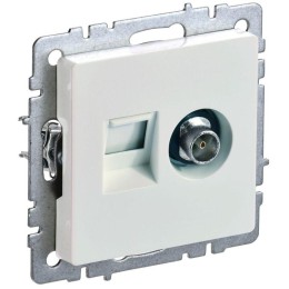 Розетка компьютерная + телевизионная 2-м Brite РТВ/РК12-БрЖ RJ45 кат.5E + TV механизм жемчуж. IEK BR