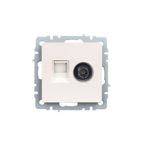 Розетка компьютерная + телевизионная 2-м Brite РТВ/РК12-БрЖ RJ45 кат.5E + TV механизм жемчуж. IEK BR