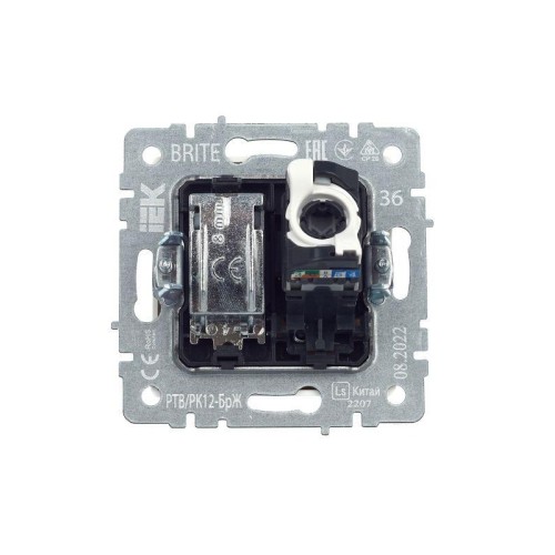 Розетка компьютерная + телевизионная 2-м Brite РТВ/РК12-БрЖ RJ45 кат.5E + TV механизм жемчуж. IEK BR
