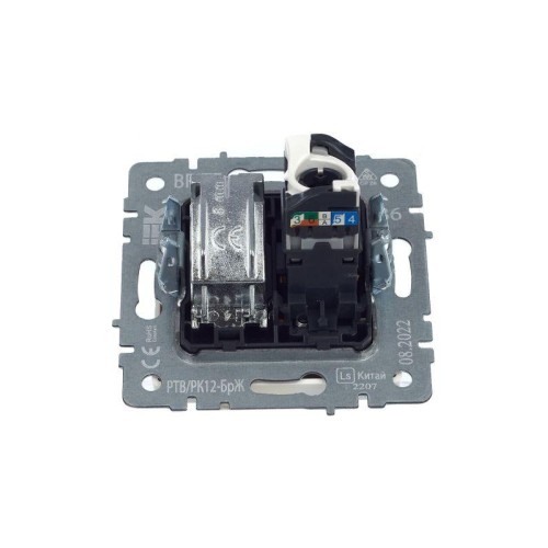 Розетка компьютерная + телевизионная 2-м Brite РТВ/РК12-БрЖ RJ45 кат.5E + TV механизм жемчуж. IEK BR