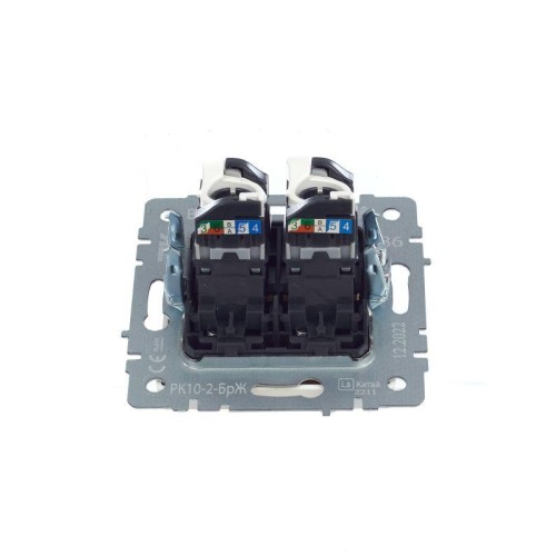 Розетка компьютерная двойн. СП RJ45 кат.5E BRITE РК10-2-БрЖ механизм жемчуж. IEK BR-K20-1-K36