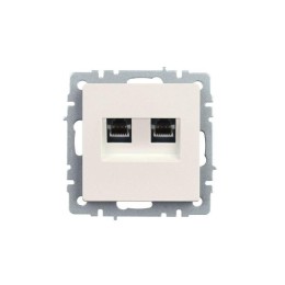 Розетка компьютерная двойн. СП RJ45 кат.5E BRITE РК10-2-БрЖ механизм жемчуж. IEK BR-K20-1-K36