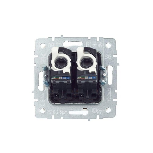 Розетка компьютерная двойн. СП RJ45 кат.5E BRITE РК10-2-БрЖ механизм жемчуж. IEK BR-K20-1-K36