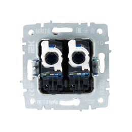 Розетка компьютерная двойн. СП RJ45 кат.5E BRITE РК10-2-БрКр механизм беж. IEK BR-K20-1-K10