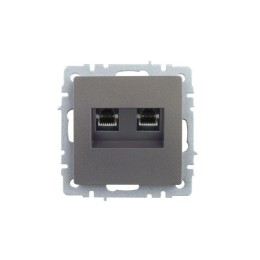 Розетка компьютерная двойн. СП RJ45 кат.5E BRITE РК10-2-БрС механизм сталь IEK BR-K20-1-K46