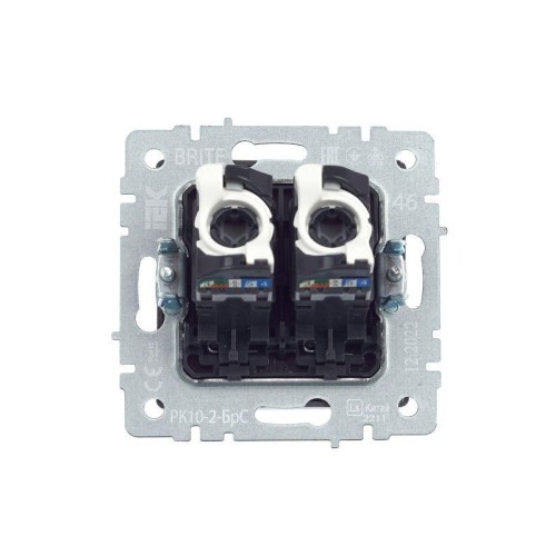 Розетка компьютерная двойн. СП RJ45 кат.5E BRITE РК10-2-БрС механизм сталь IEK BR-K20-1-K46