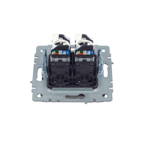 Розетка компьютерная двойн. СП RJ45 кат.5E BRITE РК10-2-БрС механизм сталь IEK BR-K20-1-K46