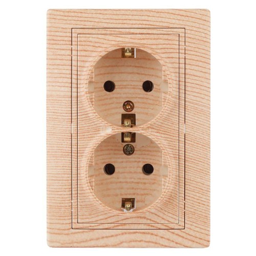 Розетка 2-м СП Plano 1-205-11 16А IP20 250В 2P+E Schuko сосна Intro Б0053922