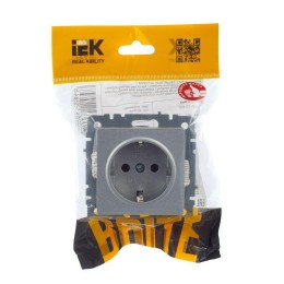 Розетка BRITE РС11-1-0-БрА 16А с заземл. без защ. шторки механизм алюм. IEK BR-R11-16-K47