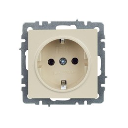 Розетка BRITE РС11-1-0-БрКр 16А с заземл. без защ. шторки механизм беж. IEK BR-R11-16-K10