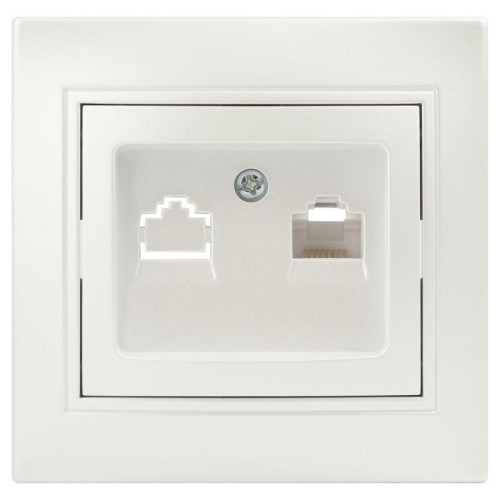 Розетка компьютерная 1-м СП Plano 1-303-06 RJ45 IP20 перламутр Intro Б0053987