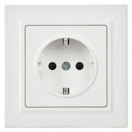 Розетка BRITE РСР14-1-0-БрБ 16А в сборе с заземл. защ. шторки бел. IEK BR-R14-16-K01-F