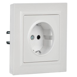 Розетка BRITE РСР14-1-0-БрБ 16А в сборе с заземл. защ. шторки бел. IEK BR-R14-16-K01-F